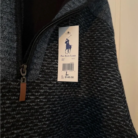 Polo by Ralph Lauren Men's Charcoal Heather Zip-Up Sweater - Picture 2 of 4